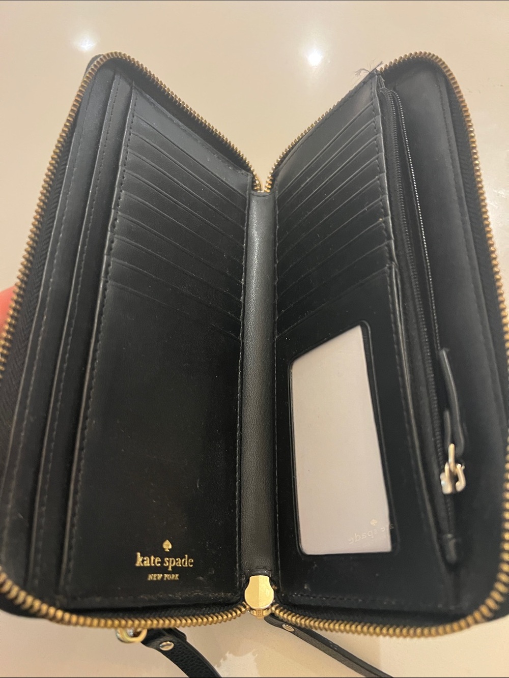 kate spade Black Leather Double-Zip Wallet Wristlet - Picture 4 of 9